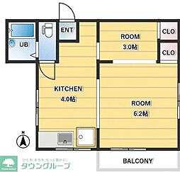 目黒ハイツ 1SDKの間取図画像
