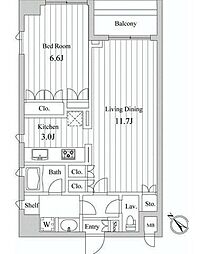 SPACIA三軒茶屋弐番館 1LDKの間取図画像