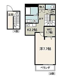 ゲミュートリヒ 1Kの間取図画像