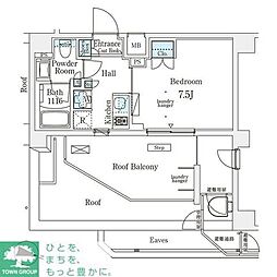 メゾン・クロイゾン ワンルームの間取図画像