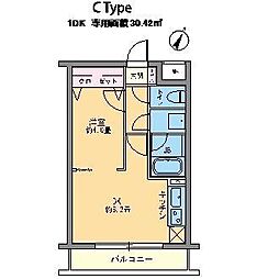 カスタリア千駄ヶ谷 1DKの間取図画像