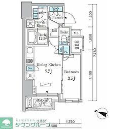 URBANCORE原宿 1DKの間取図画像