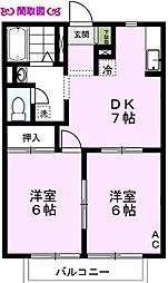 オモニア 2DKの間取図画像