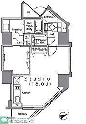パークハビオ麻布台 ワンルームの間取図画像