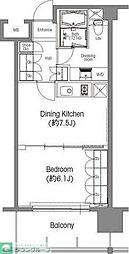 BPRレジデンス三田伊皿子坂 1DKの間取図画像