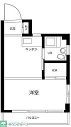 目黒第二コーポ 1Kの間取図画像