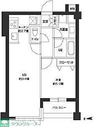 カスタリア自由が丘 1LDKの間取図画像
