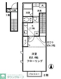 デザインコート大崎 1Kの間取図画像
