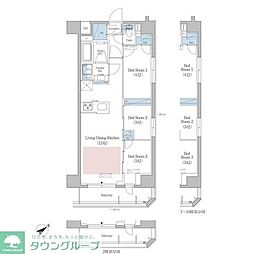 アーバネックス早稲田 8階3LDKの間取り