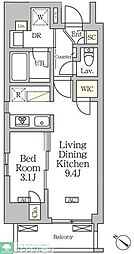 アジールコート松濤 11階1LDKの間取り