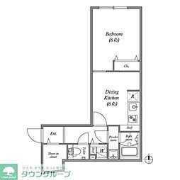 ＬＥＧＡＬＡＮＤ神楽坂 4階1DKの間取り