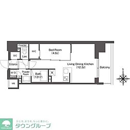 コンフォリア東新宿 10階1LDKの間取り