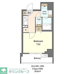 新宿区早稲田鶴巻町マンション 1Kの間取図画像