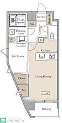 グランカーサ四谷 7階1LDKの間取り