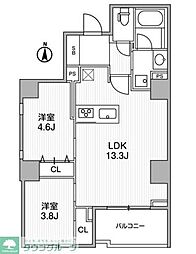 Lighthouse西新宿 3階2LDKの間取り
