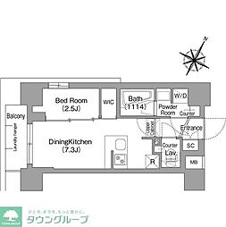 コンフォリア・リヴ新中野ＳＯＵＴＨ 8階1DKの間取り