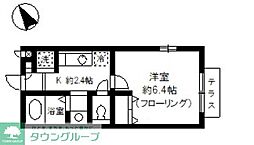 クレール弥生 1階1Kの間取り