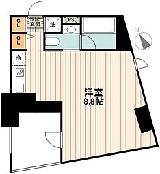フルハウス代々木 2階ワンルームの間取り