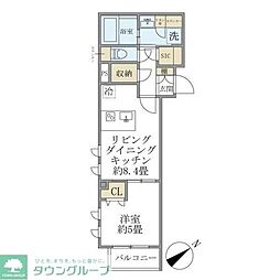 コンポジット早稲田鶴巻町 2階1LDKの間取り