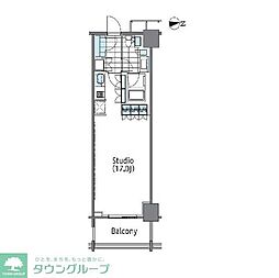 コンフォリア新宿イーストサイドタワー 14階ワンルームの間取り
