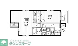 エルファーロ神楽坂 3階1LDKの間取り