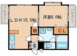 上高田フラッツ 3階1LDKの間取り