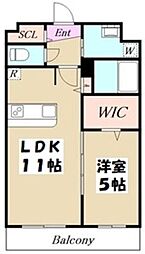イーストングレイス 2階1LDKの間取り