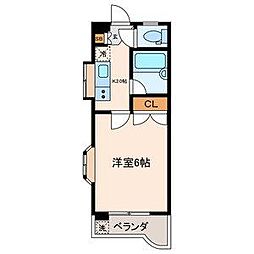 クレイン弥生 2階1Kの間取り