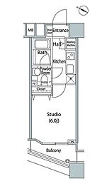 ファーストリアルタワー新宿 11階1Kの間取り