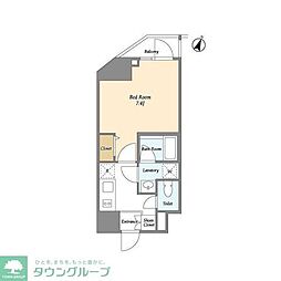 ディームス東新宿 9階1Kの間取り