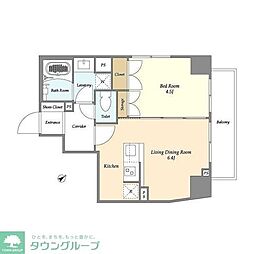 コンフォリア幡ヶ谷 5階1LDKの間取り