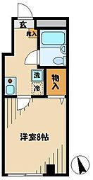 三田クラウンハイツ 1階1Kの間取り