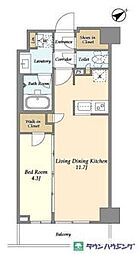 都営新宿線 曙橋駅 徒歩3分の賃貸マンション 9階1LDKの間取り