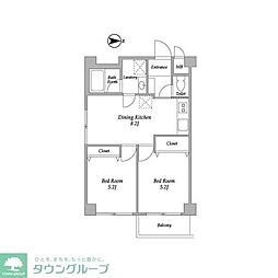 シャトー初台 3階2DKの間取り