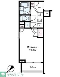 ビバリーホームズ沼袋 4階ワンルームの間取り