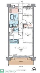 ラグゼナ平井ノース 4階ワンルームの間取り