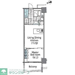 コンフォリア新宿イーストサイドタワー 15階1LDKの間取り