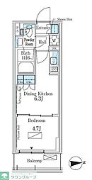 パークアクシス新宿百人町 3階1DKの間取り
