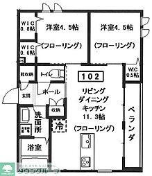 仮）へーベルメゾン中央5丁目北棟 1階2LDKの間取り