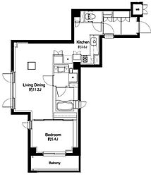 コンフォリア中野 4階1LDKの間取り