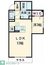 ソレイユ調布 1LDKの間取図画像