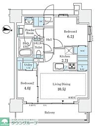 Brillia四谷三丁目 2LDKの間取図画像