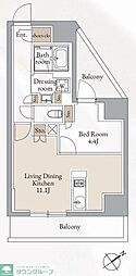 クロスレジデンス高田馬場 1LDKの間取図画像