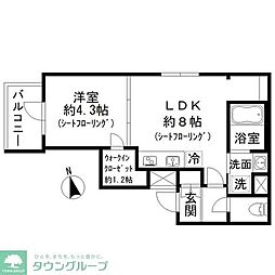 MOCXION四谷三丁目 1LDKの間取図画像