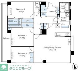 フォレスタ御苑前 3LDKの間取図画像