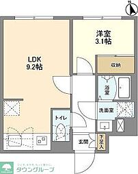 ウェルスクエア新宿戸山 1LDKの間取図画像