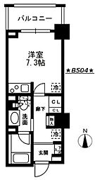 レジディア中落合-B ワンルームの間取図画像