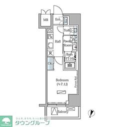 MODIER BUNKYO MEJIRODAI 1Kの間取図画像