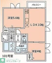 富士ハイツ 2LDKの間取図画像