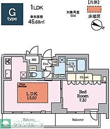 ヴィスタコート幡ヶ谷 1LDKの間取図画像